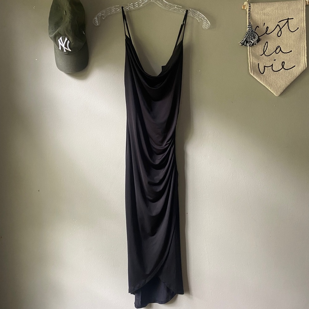 Black silk slip dress
